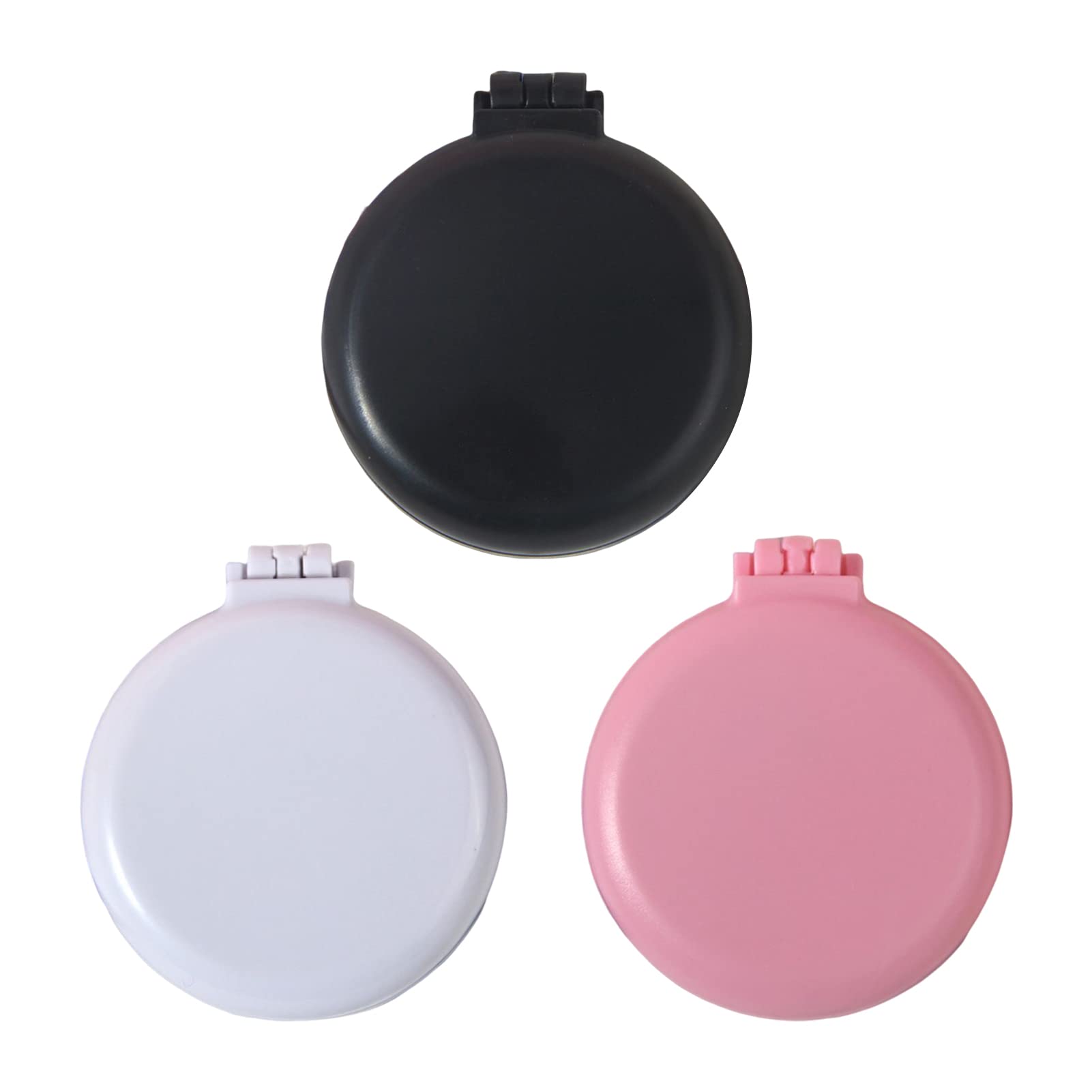Saycker 3Pcs Portable Folding Hair Brush With Mirror,Foldable Travel Mirror Hair Brushes Round Pocket Hair Brush Mini Hair Massa