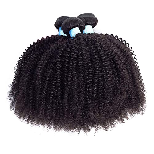 Bly Mongolian Afro Kinky Curly Boho Human Braiding Hair 3 Bundles (8 10 12Inches) Unprocessed Hair Weave Weft Big Hair For Black