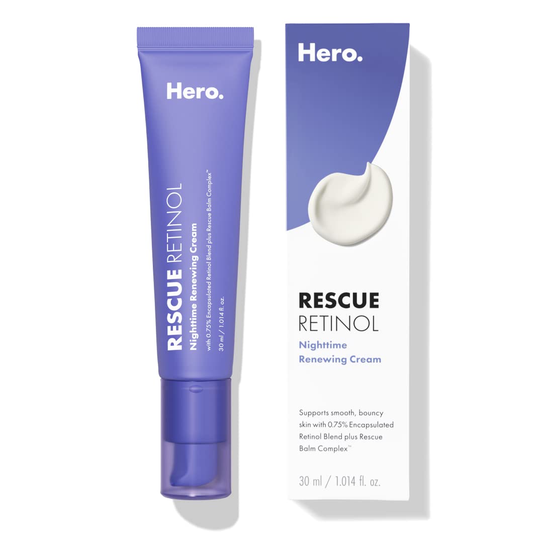 Hero Cosmetics Rescue Retinol Nighttime Renewing Cream  Helps With the Look of Uneven Texture and PostBlemish Marks  Gentle, 