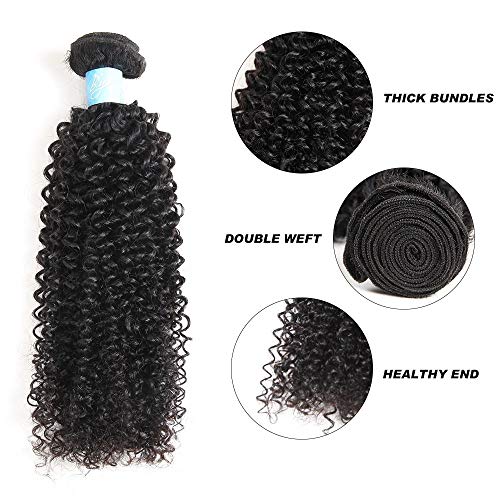 Bly 7A Mongolian Kinky Curly Human Hair Bundles 26 Inch Unprocessed Hair Weave Weft For Black Women Natural Color