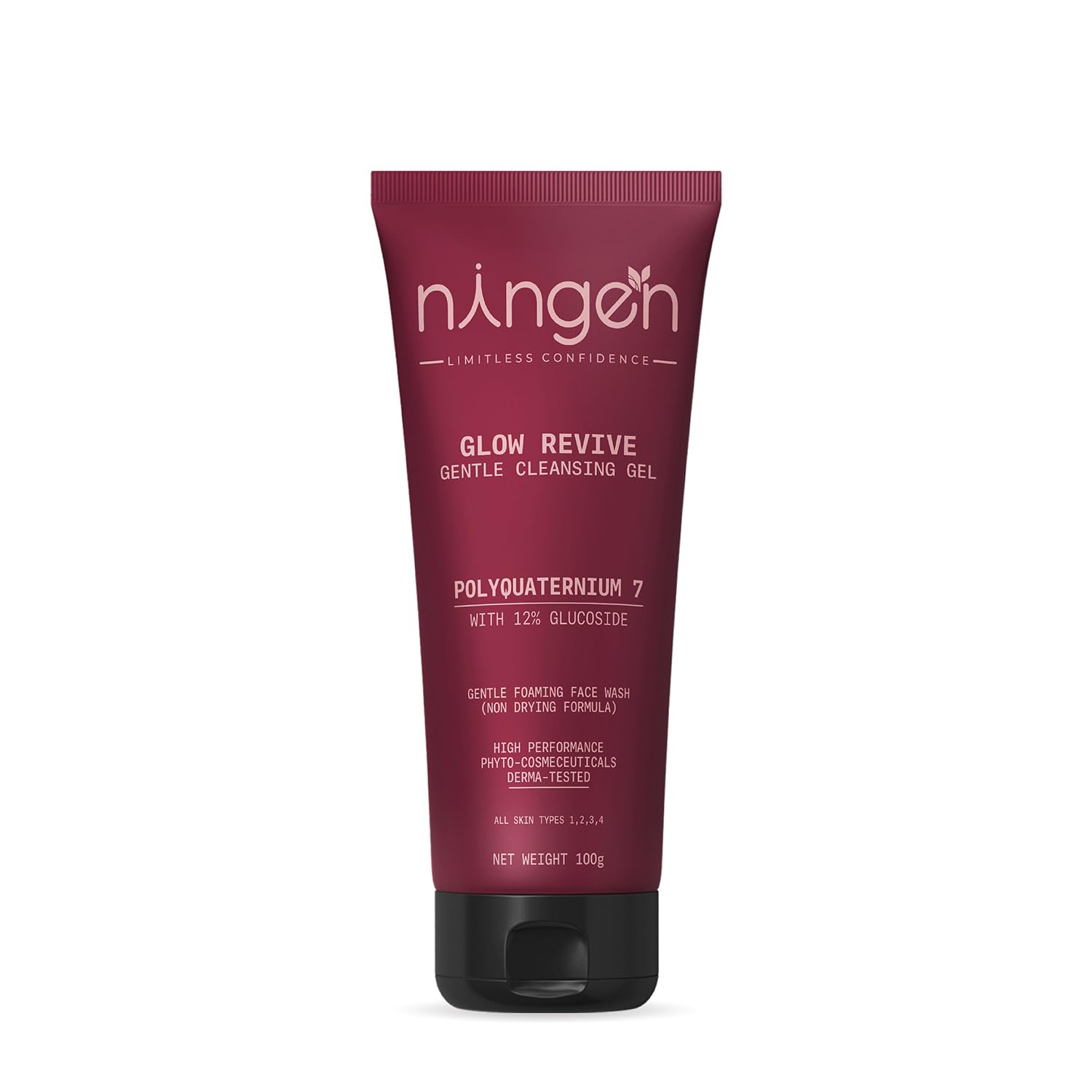 Ningen Glow Revive Gentle Cleansing Face Wash Gel For Skin Hyderation & Improves Skin Texture (100Gm) | Polyquaternium 7 & 12% G