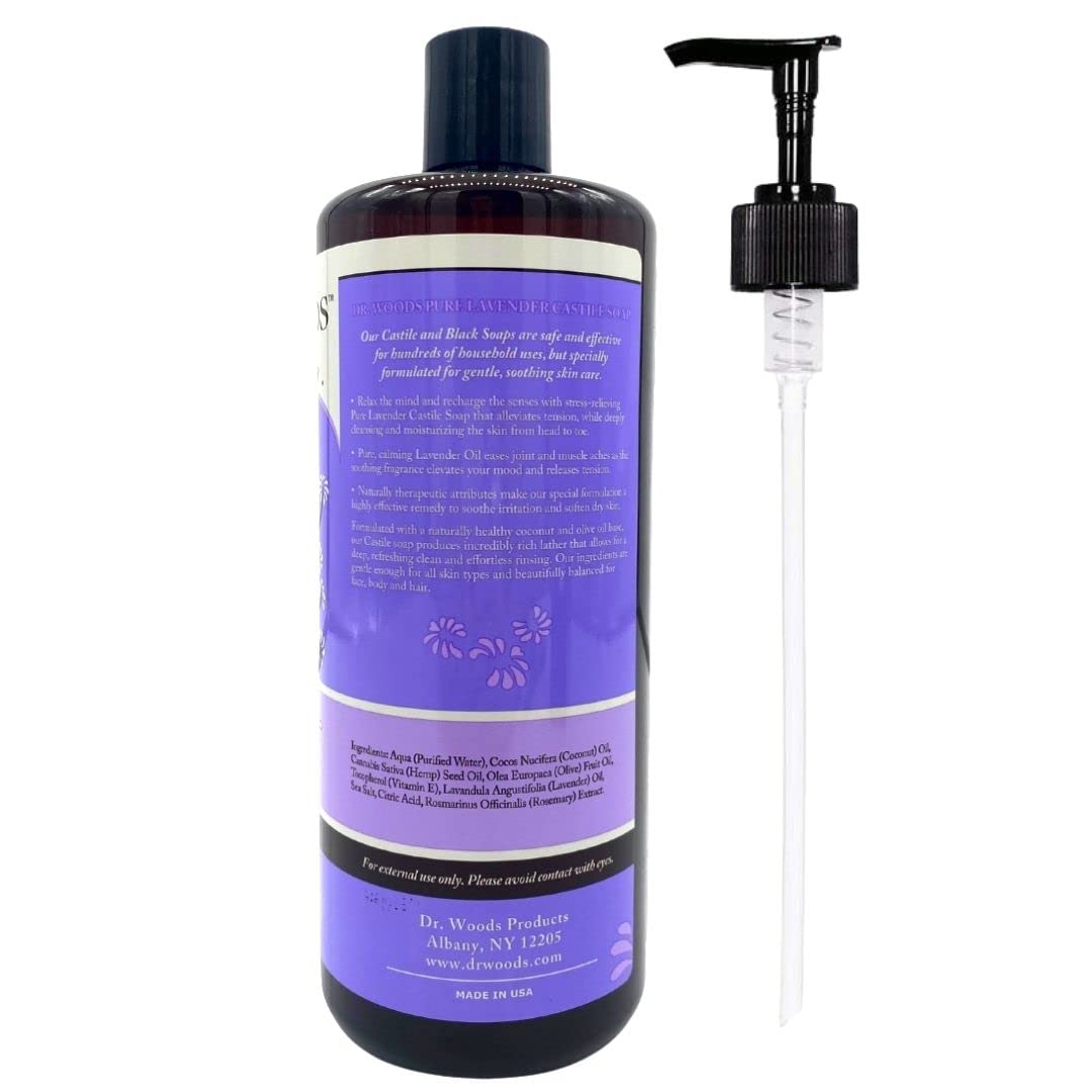 Dr. Woods Pure Lavender Liquid Castile Soap With Pump, 32 Ounce