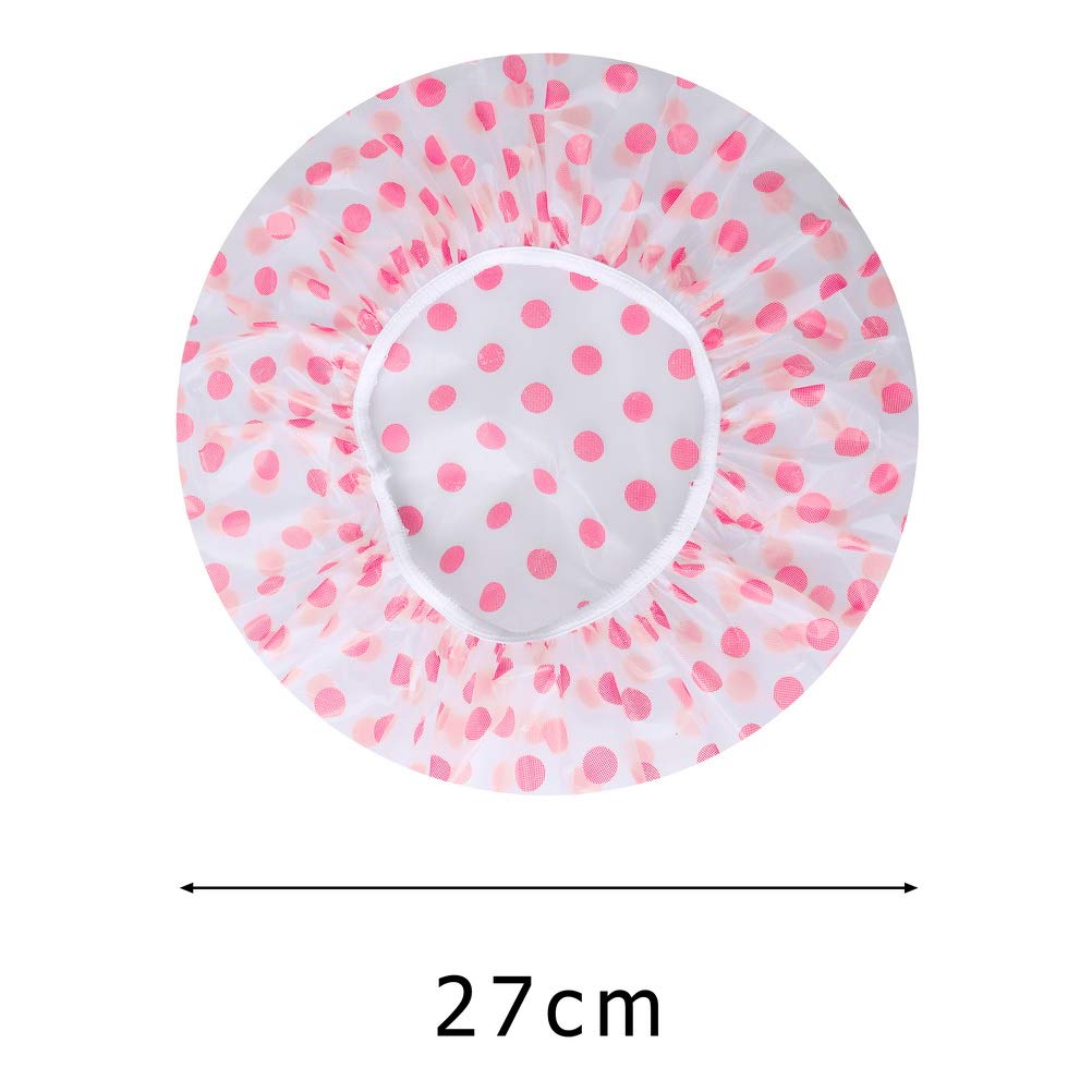 Shower Caps, 3 Pcs Waterproof Bath Caps Plastic Reusable Shower Caps Elastic Band Bath Hair Hat Stocking Stuffers For Women Ladi