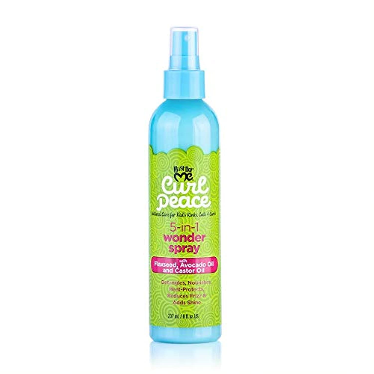 Just For Me Curl Peace 5-In-1 Wonder Spray - Detangles, Nourishes, Heat-Protects, Reduces Frizz, Adds Shine, Contains Flaxseed,