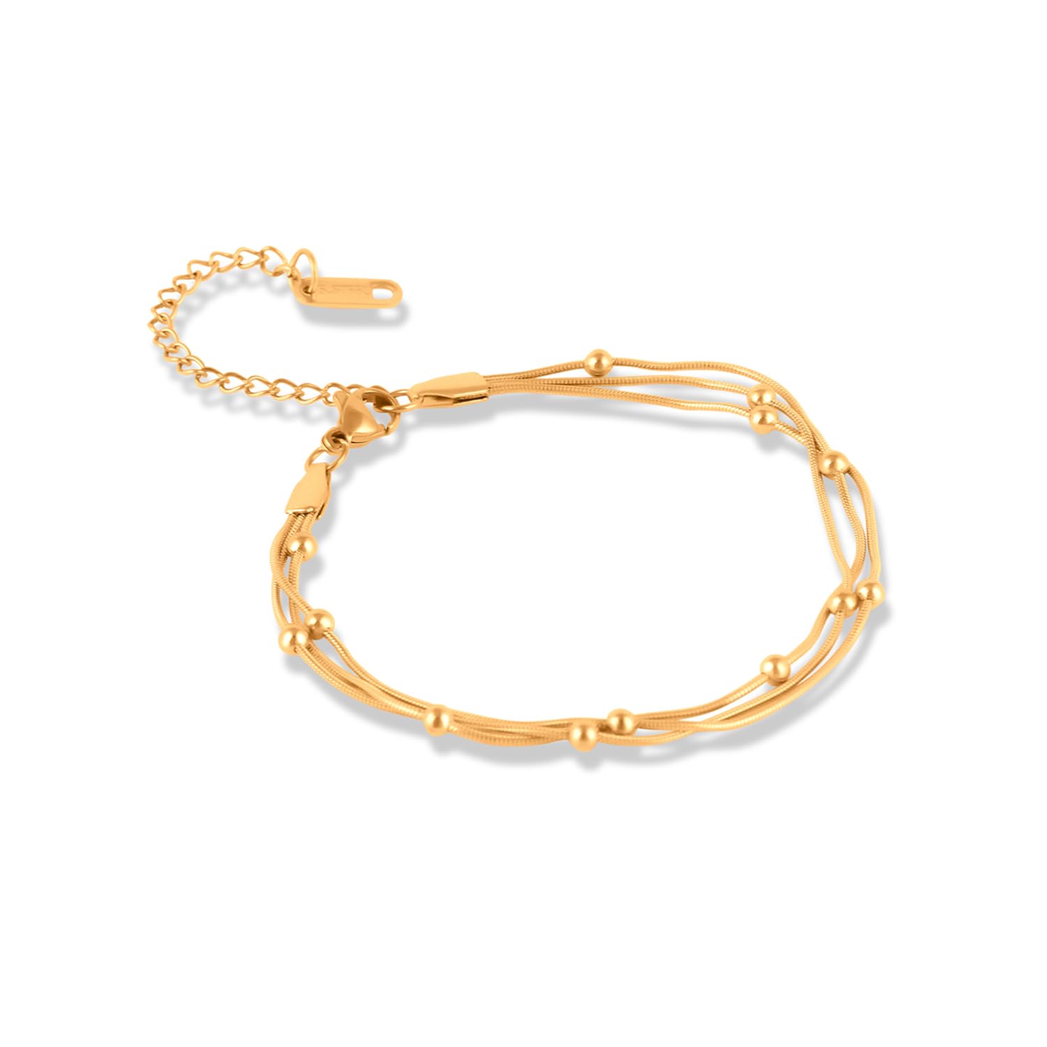 Palmonas Gold Chain Bracelet With Beads For Womens  Waterproof & AntiTarnish, Gift For Girls & Women