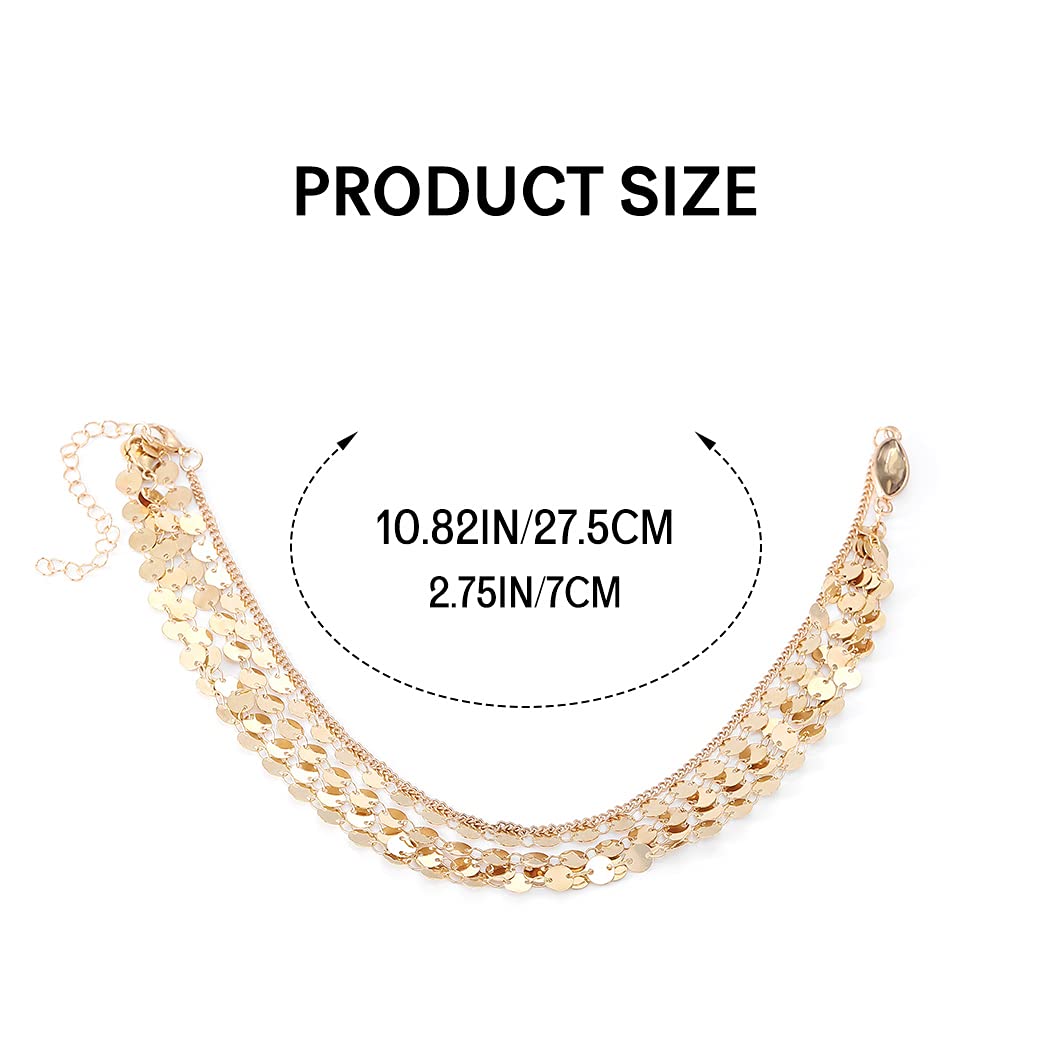 Aukmla Boho Sequins Head Chain Festival Wedding Headpiece Hair Chain Spring Summer Christmas Fashion Headband Hair Jewelry For W