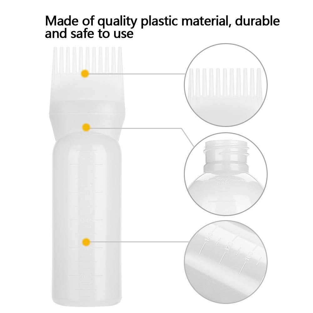 Laven Hair Color Applicator Bottles Shampoo Hair Color Oil Comb Applicator Tool Hair Coloring Dyeing for Salon Beauty(White)