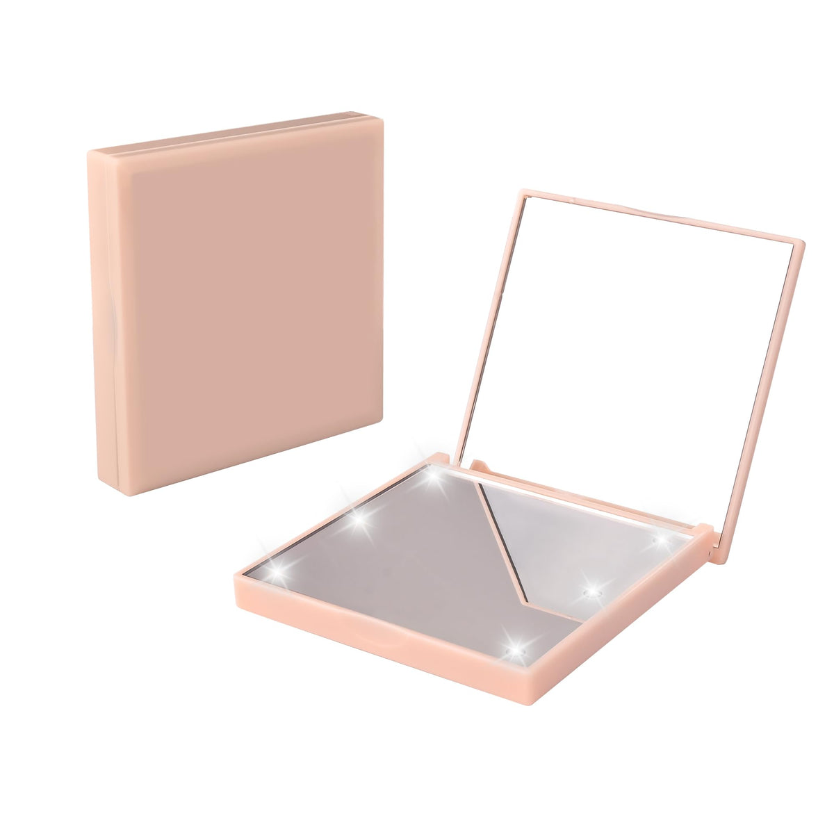 Travel Mirror With Light Compact Makeup Mirror - 2X2In Portable Mini Pocket Mirror With 6 Led Lights, Self Standing Design, Abs