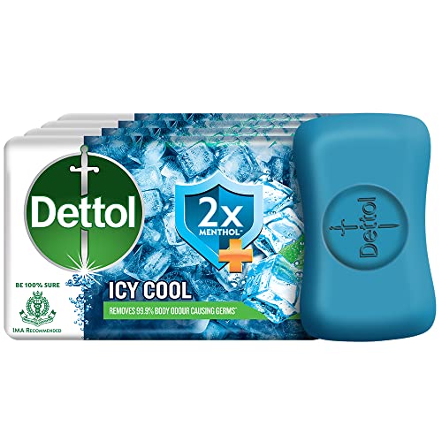 Dettol Icy Cool Bathing Soap Bar With 2x Menthol (300gm), 75gm  Pack of 4