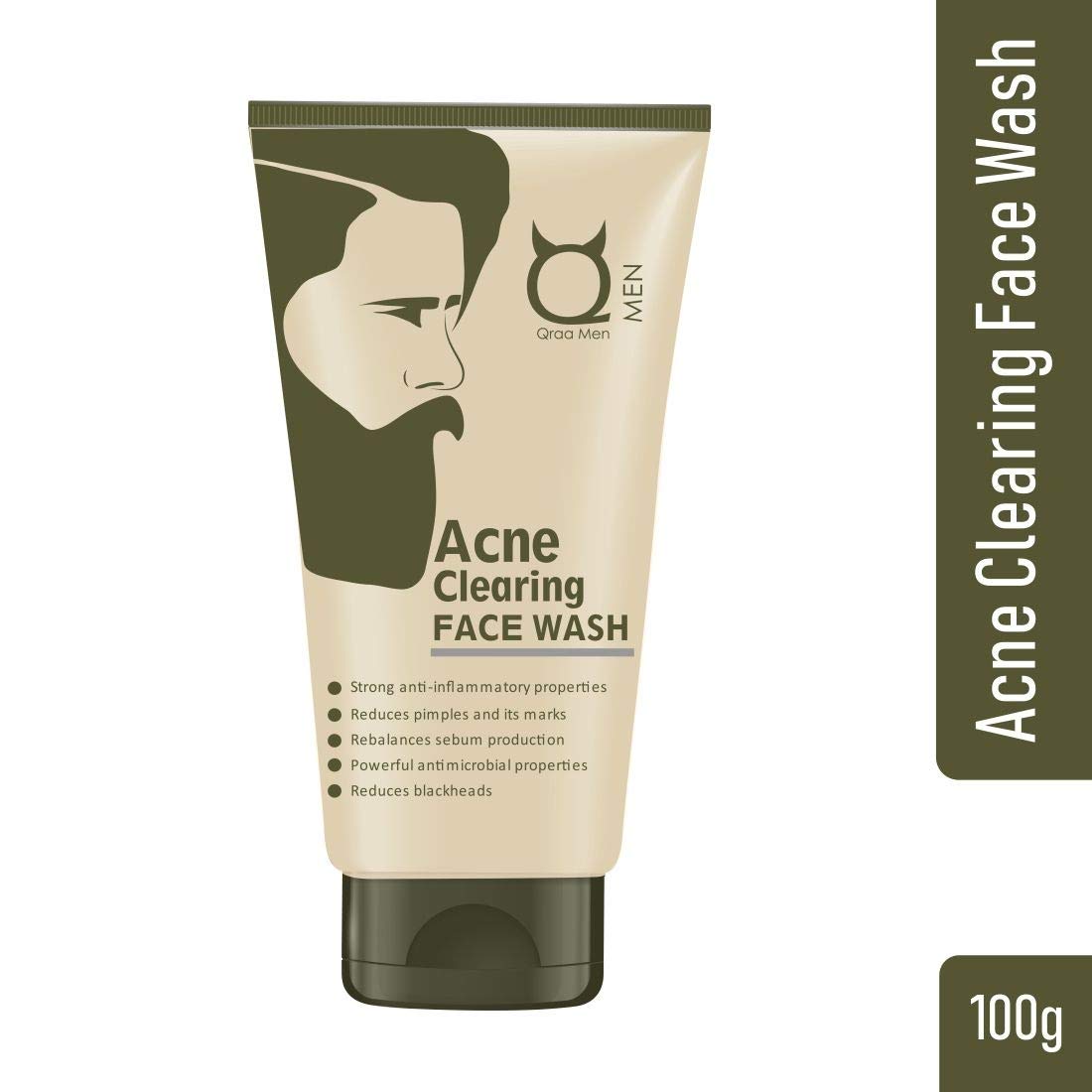 Qraa Face Wash For Men Helps In Acne  With Turmeric & Tea Tree Oil And Suitable For All Skin Types | 100Gm