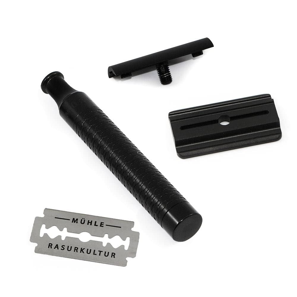 MHLE ROCCA Jet Black Stainless Steel Safety Razor
