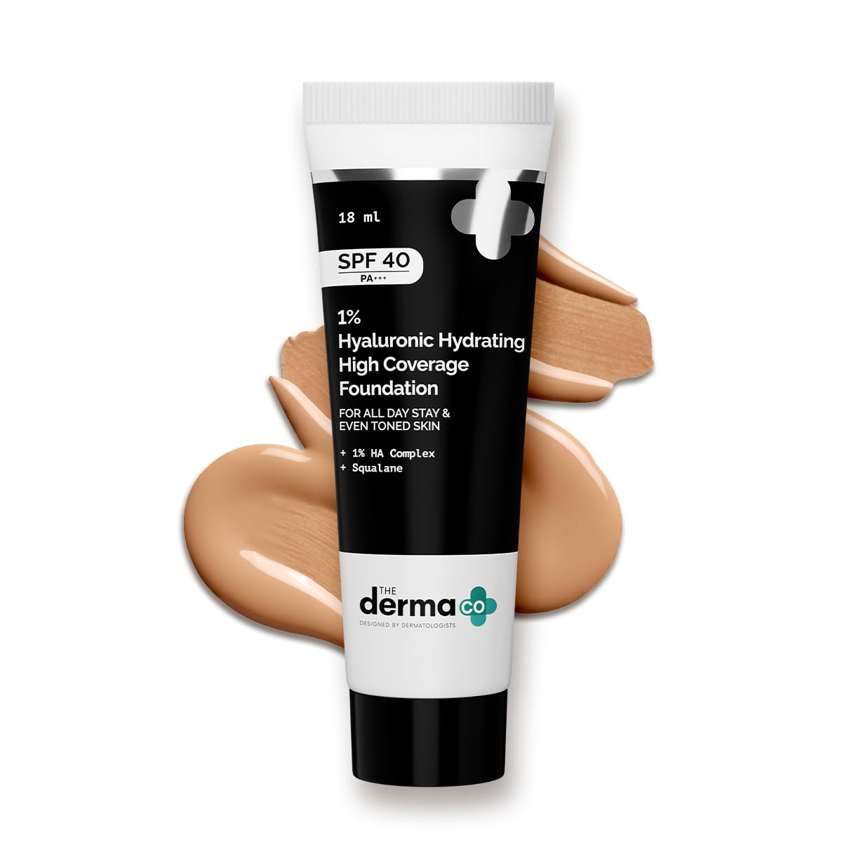 The Derma Co. 1% Hyaluronic Hydrating High Coverage Foundation With Spf 40 Pa+++ For 12 Hour Long Stay & 12 Hour Oil Control | F