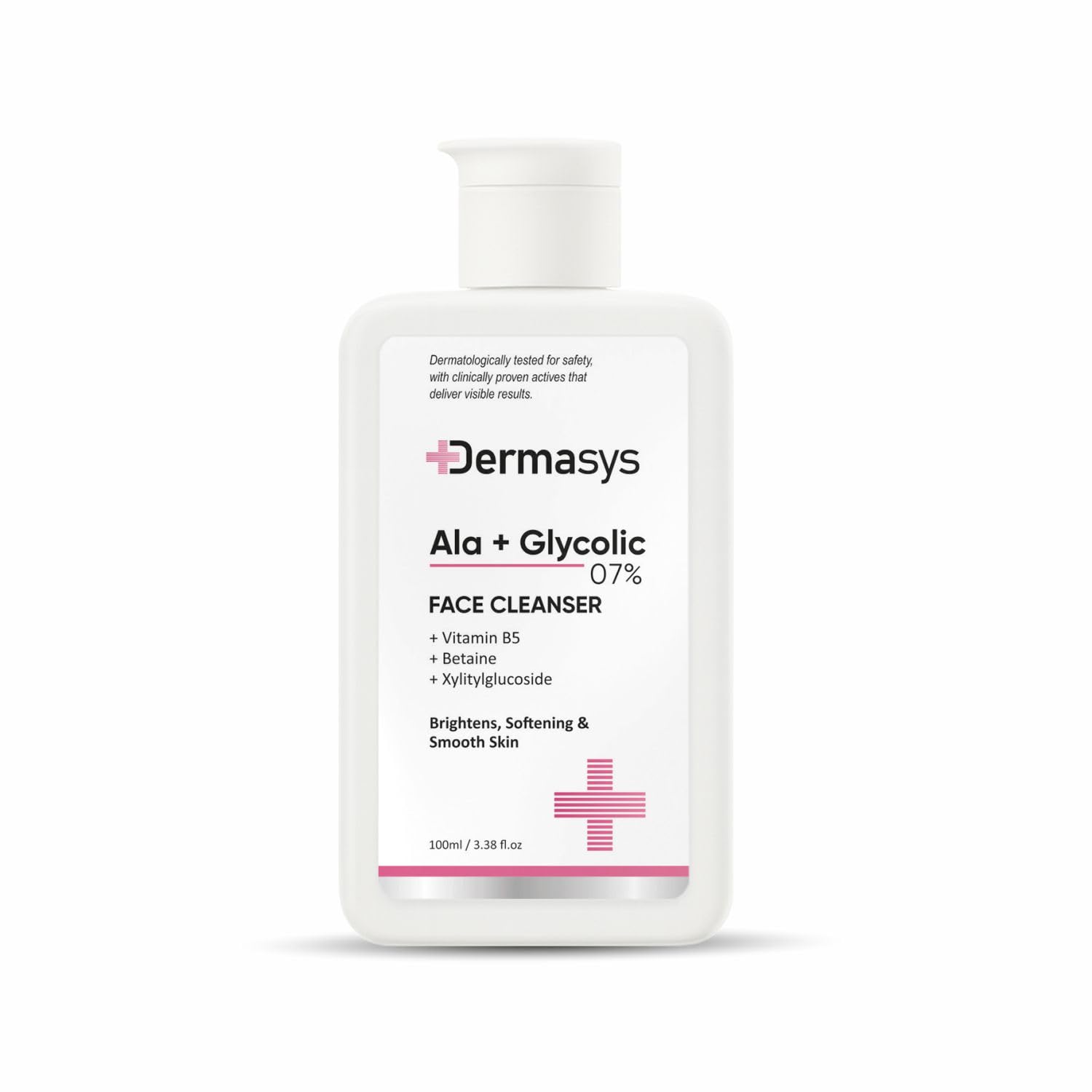Dermasys 7% Ala + Glycolic Brightening Face Cleanser | Aha+Bha Cleanser With Niacinamide, Vitamin B5 & Betaine For Glowing Skin,