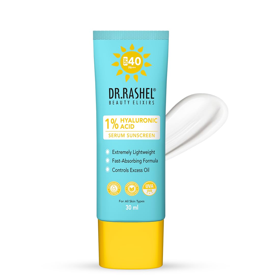 DR.RASHEL Hyaluronic Acid Serum Sunscreen, SPF 40, FastAbsorbing, Oil Control, 30ml