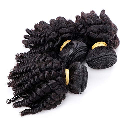 Brazilian Funmi Human Hair Bundles 10 10 10In, Afro Kinky Curly Hair Bundles Short Curly Weave, Unprocessed Brazilian Virgin Hum