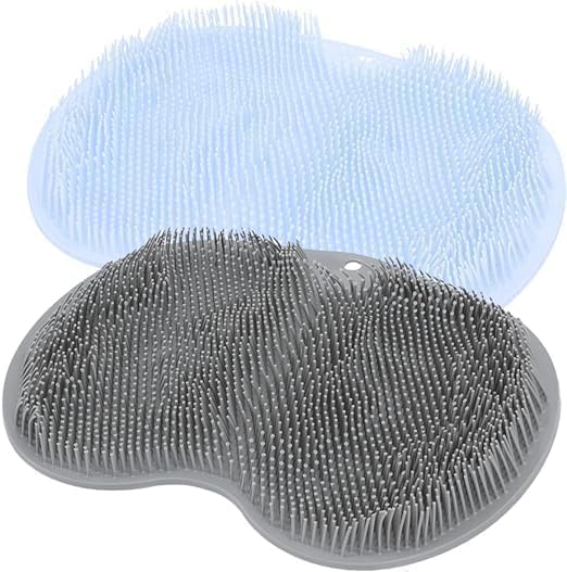 VELVERI 2PACK Shower Foot & Back Scrubber Mat with Suction Cups  WallMounted Silicone Exfoliating Foot Brush & Back Washer for