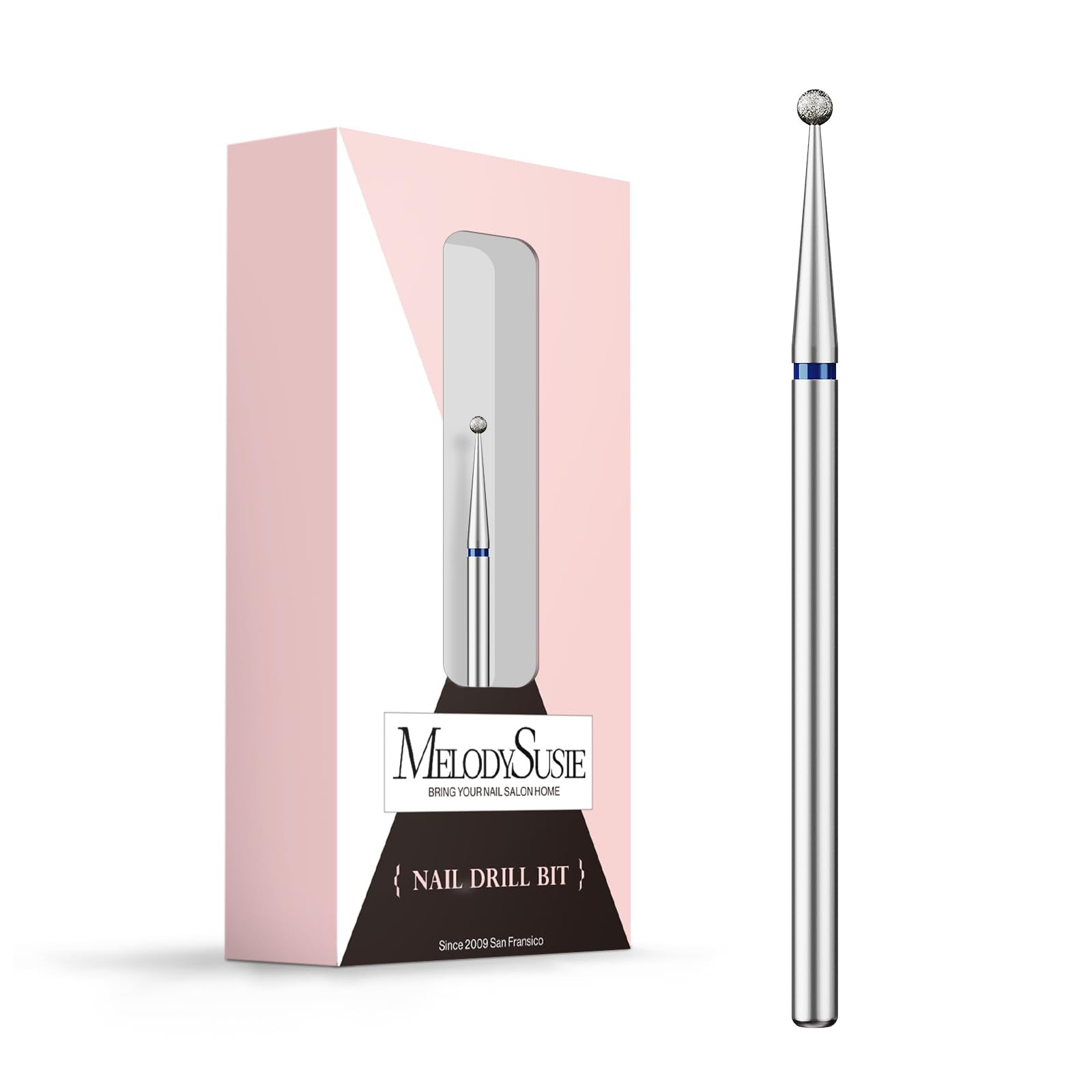 MelodySusie 1.8mm Ball Shape Cuticle Clean Nail Drill Bit 3/32 ' ', Professional Safety Carbide Diamond Under Nail Cleaner for C