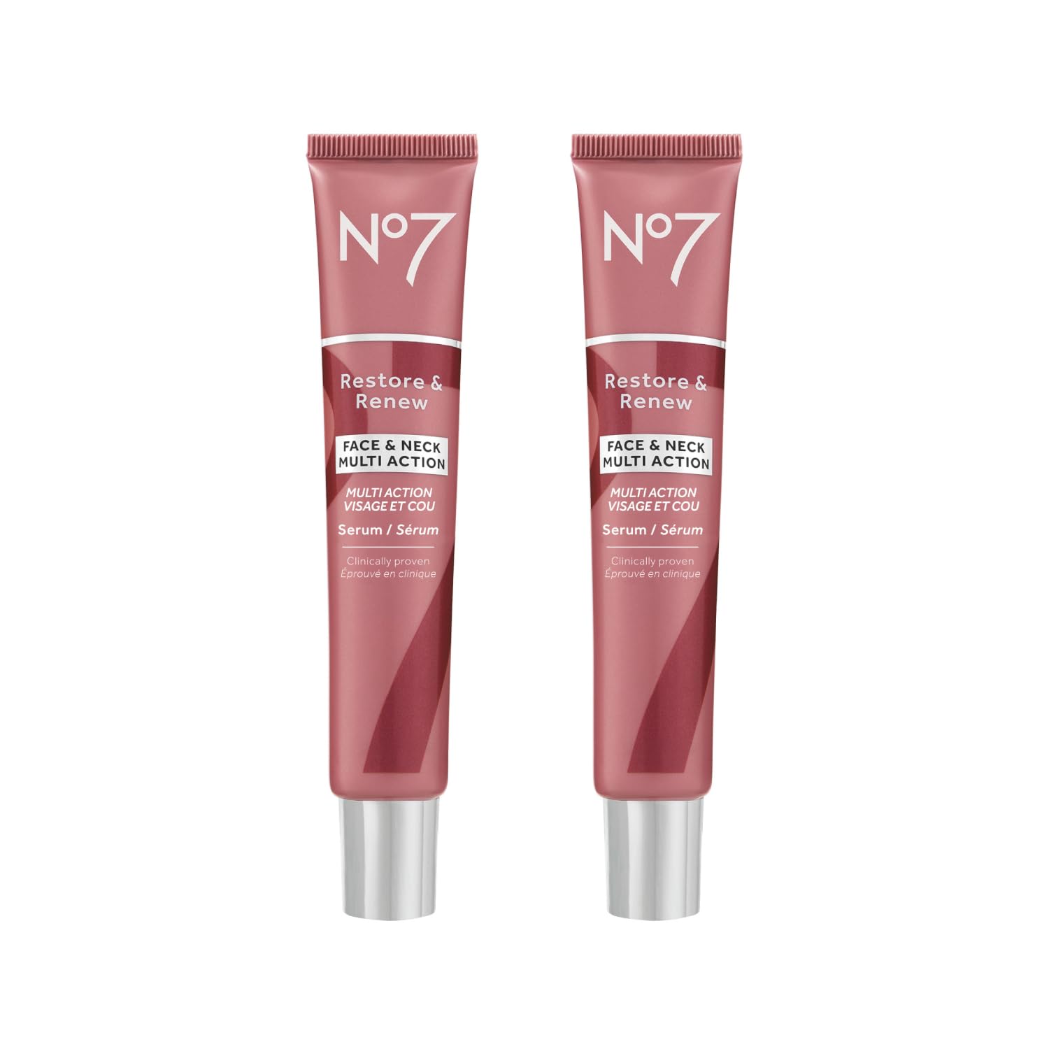 No7 Restore & Renew Face & Neck Multi-Action Serum - Collagen Peptide Anti-Aging Facial Treatment - Hyaluronic Acid Hydrating + 