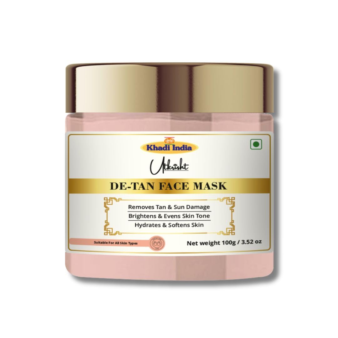 Utkrisht Khadi DeTan Face Mask, Tan Removal & Skin Brightening, Deep Cleansing & Sun Damage Treatment, Natural Glow Face Pack F
