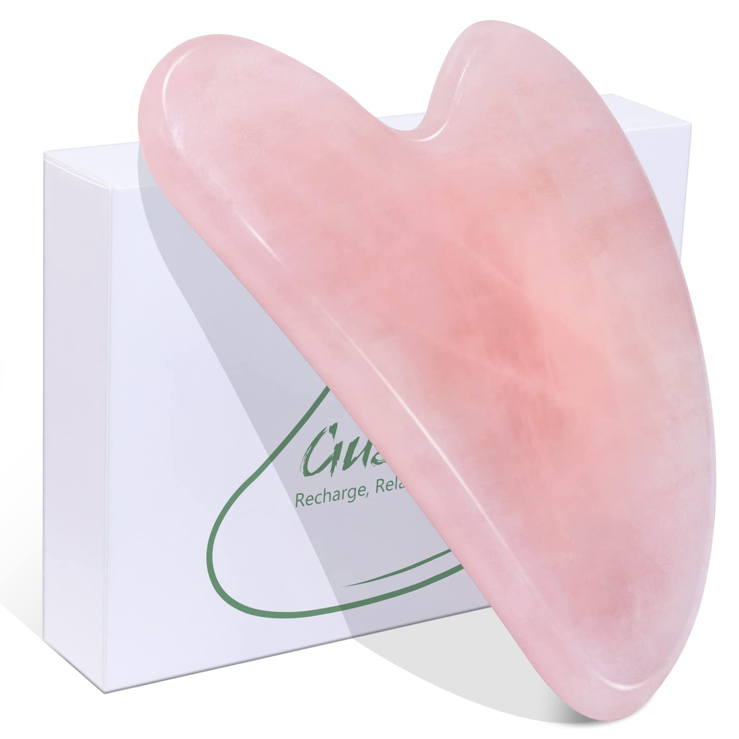 BAIMEI Gua Sha Facial Tool, Rose Quartz Massage Tool for Face & Body, Pink, 1 Count, Model JK-0061, Reduces Wrinkles & Tensions