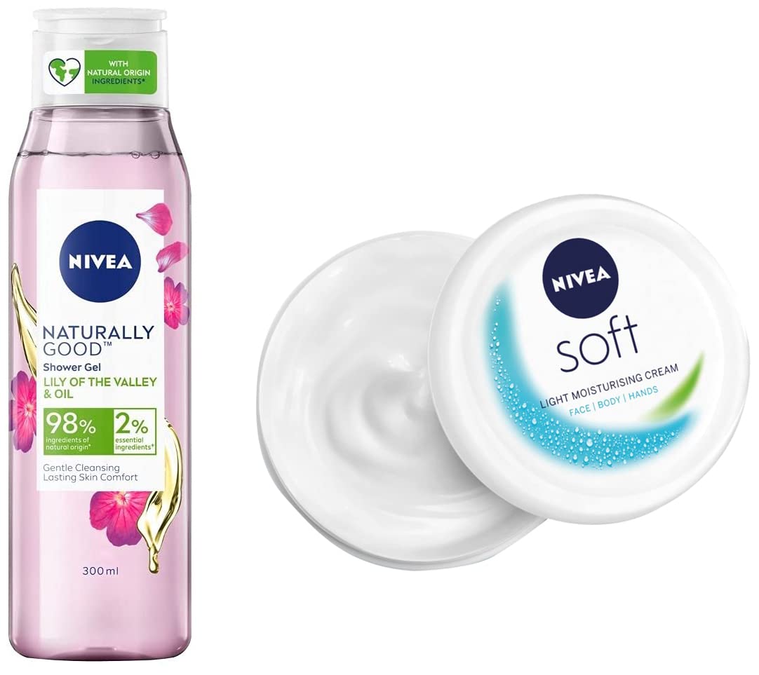 Nivea Soft Light Moisturizer Cream, 300 Ml & Nivea Naturally Good Body Wash, 300 Ml