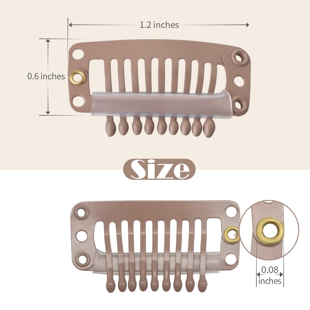 Dreamlover Hair Extension Clips, Wig Clips to Secure Wig, Brown, 9 Teeth, 30 Pieces