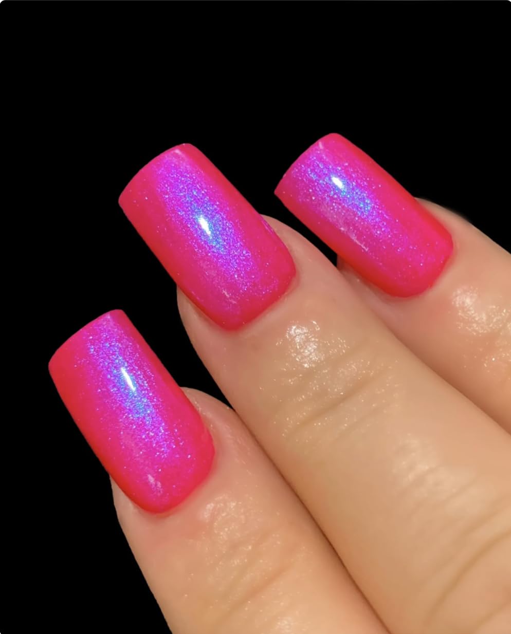 Polish Me Silly Flash N Glow - Neon Hot Pink Reddish Blue Neon Glow Pop Collection Multicolor Shifting: Mylar Oil Slick Nail Pol