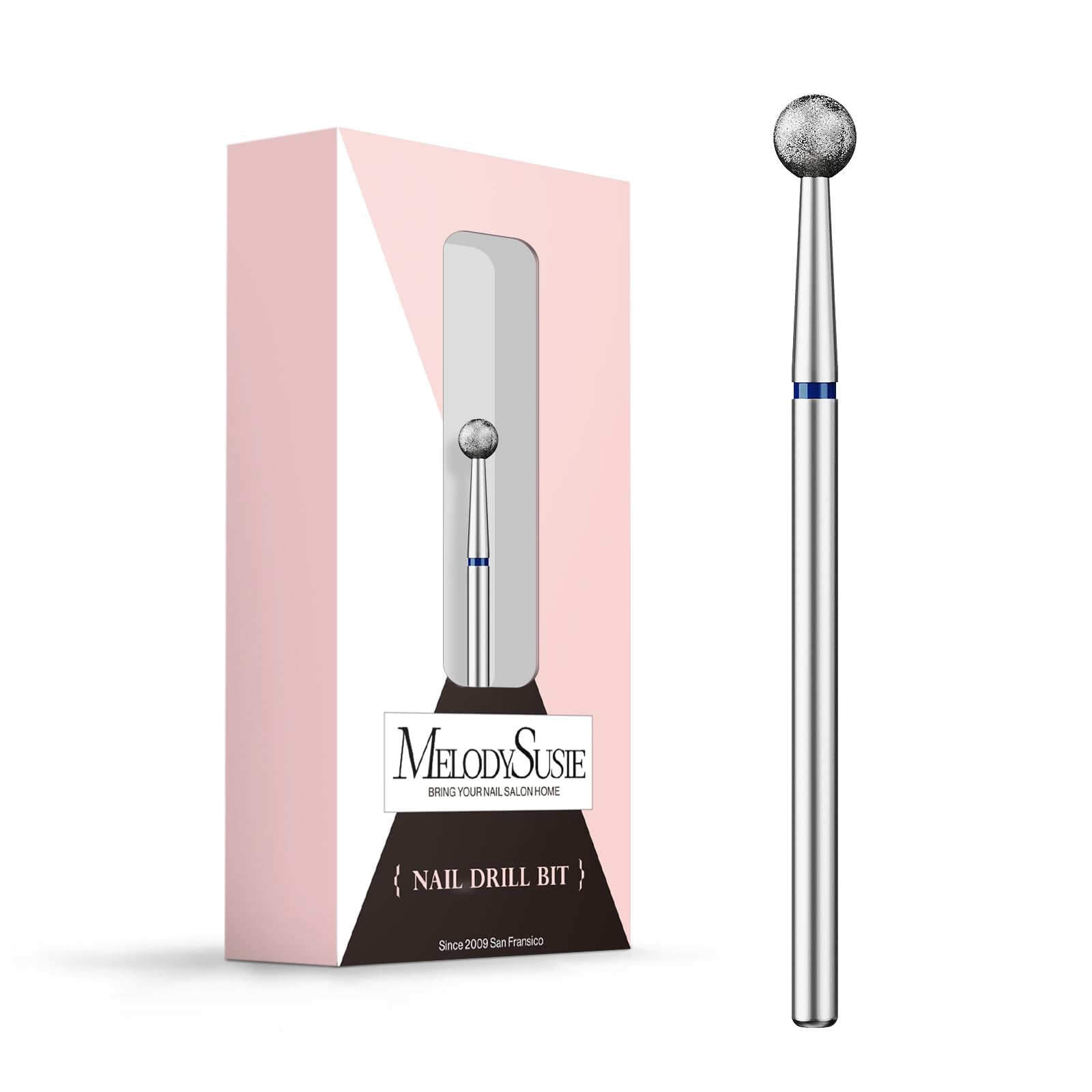 MelodySusie 4mm Ball Shape Cuticle Clean Nail Drill Bit 3/32 ' ', Professional Safety Carbide Diamond Under Nail Cleaner for Cut