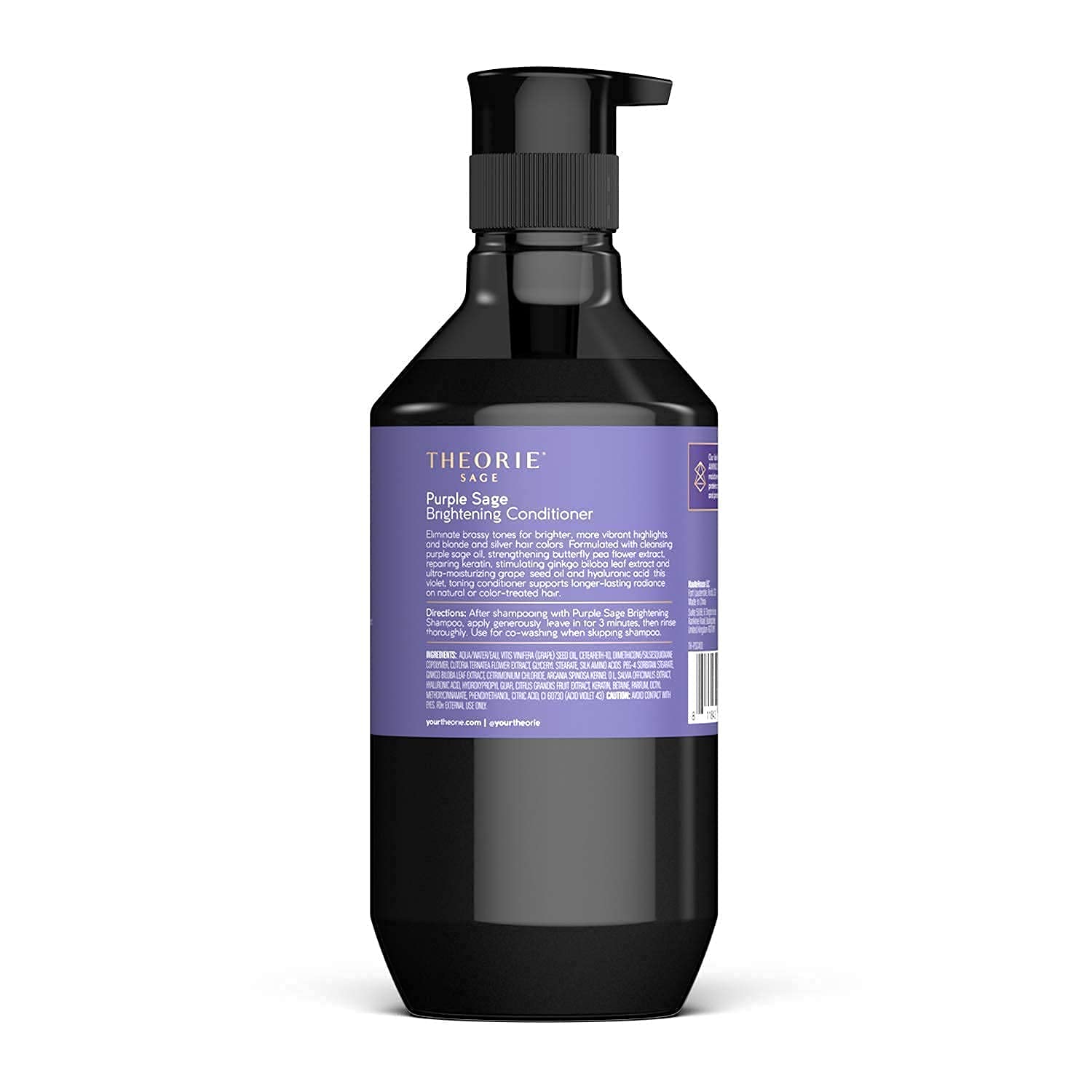 Theorie Purple Sage Brightening Conditioner for Blonde, Bleached, Silver, and Grey Hair - Eliminates Brassiness & Yellows | Infu