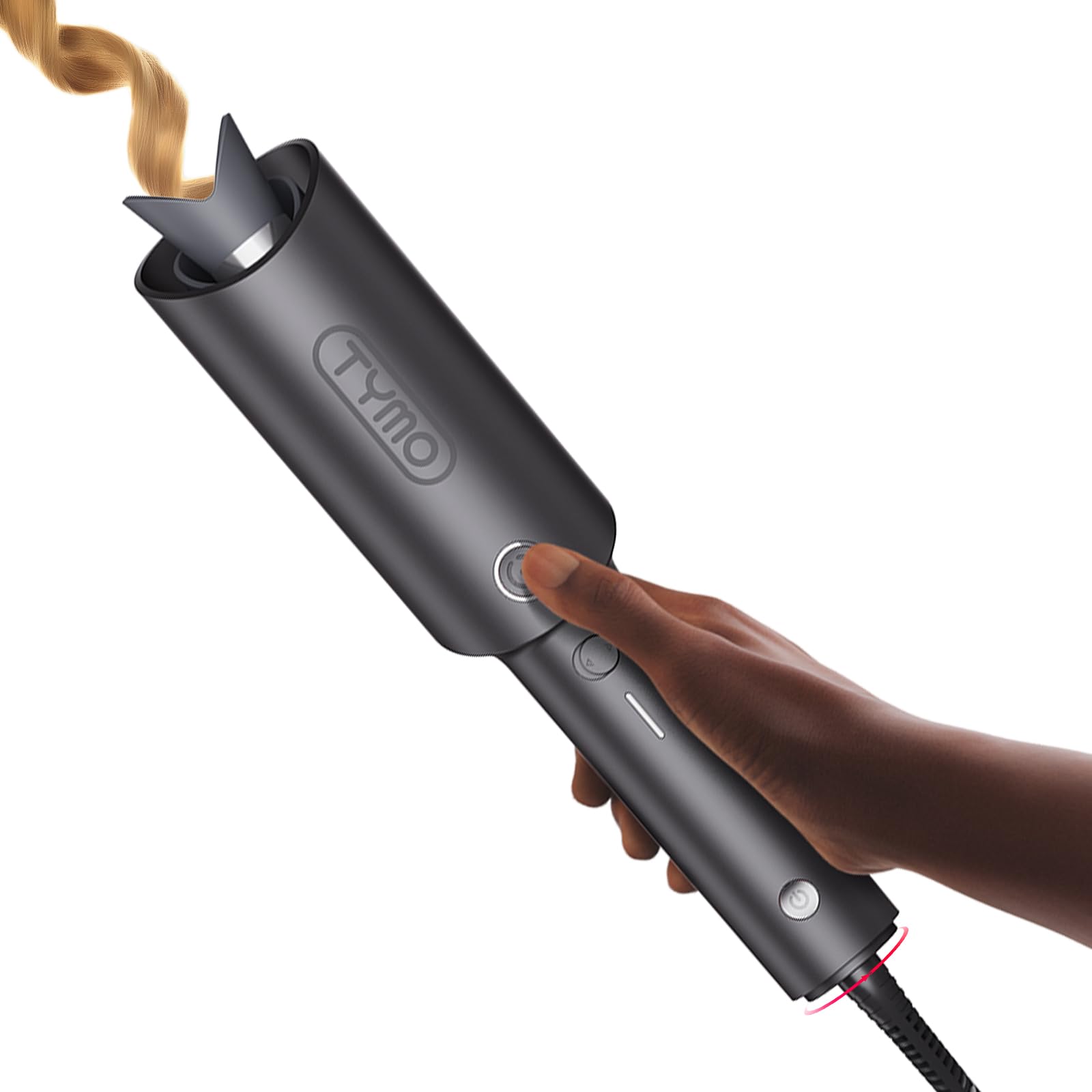 TYMO Automatic Rotating Curling Iron - TYMO CURLPRO Beach Waves 1 Inch Curling Wand, Portable Hair Curler, 500 Million Ionic, Du