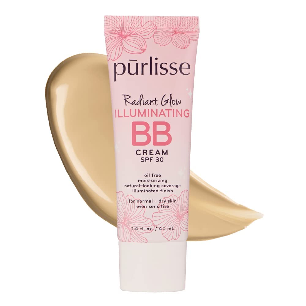 purlisse Radiant Glow Illuminating BB Cream with SPF 30 - Glow BB Cream Enriched with Goji & Hawthorn Berry for Dewy Skin - Help