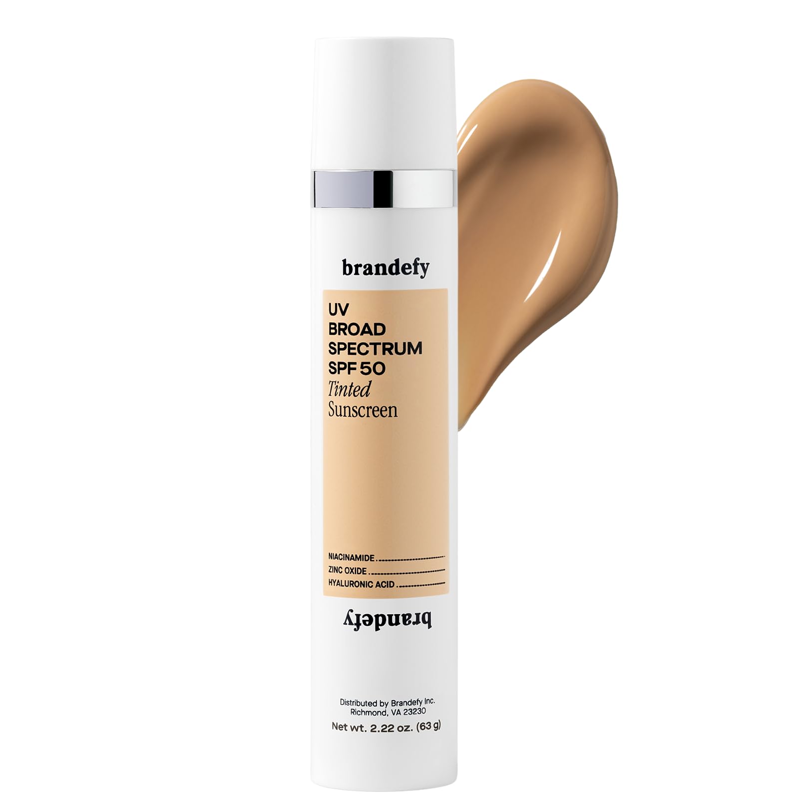 Brandefy UV Tinted SPF 50 Face Sunscreen - Hydrating Sheer-Tinted Face Moisturizer, Broad Spectrum with Clear Zinc Oxide, Niacin