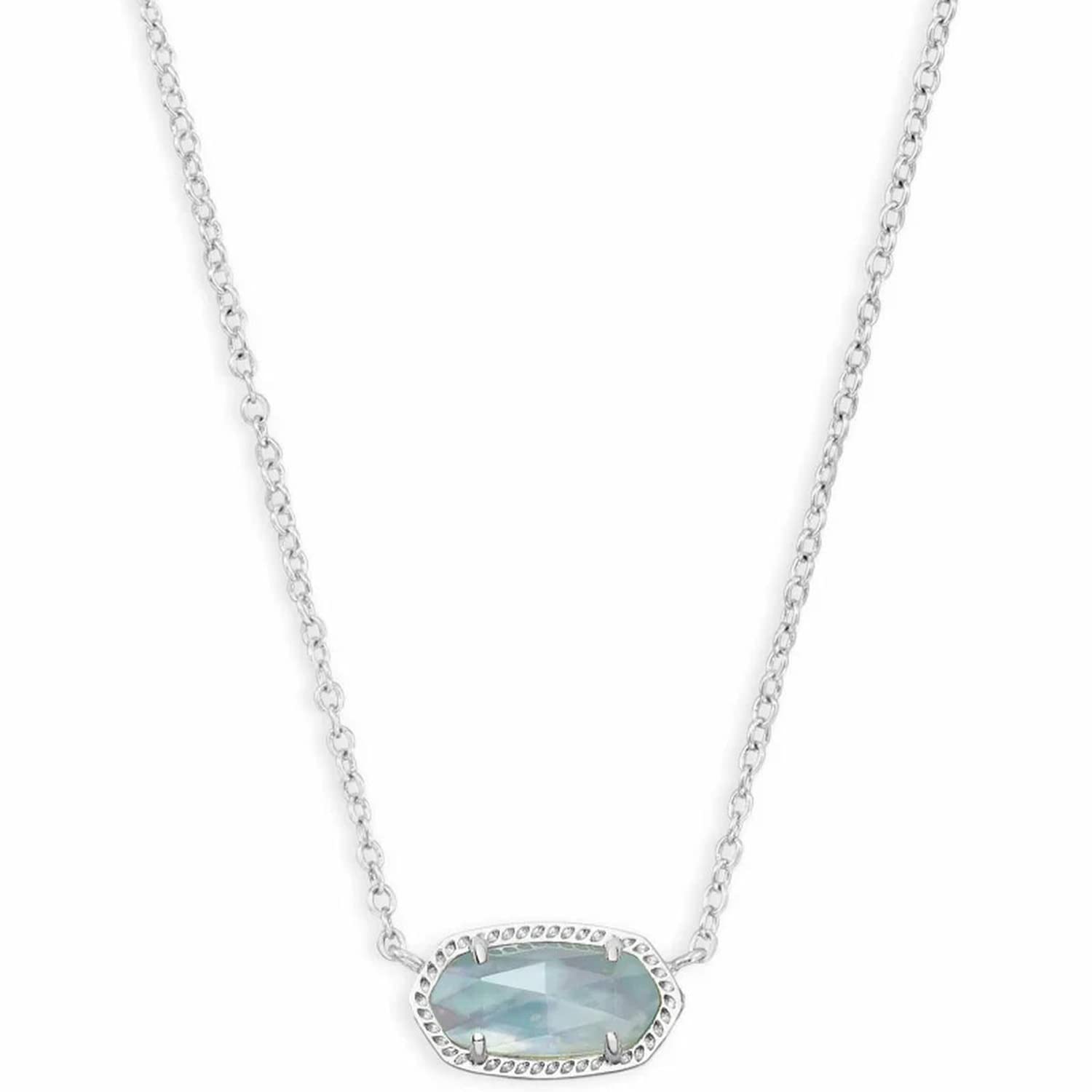 Kendra Scott Elisa Pendant Necklace for Women, Fashion Jewelry, Rhodium-Plated, Light Blue Illusion