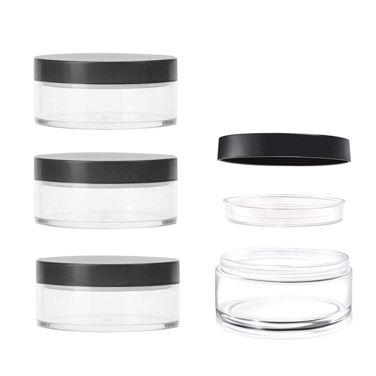 Akoak Capacity 30 Ml(1 Oz) Empty Reusable Plastic Loose Powder Compact Container Diy Makeup Powder Case With Sifter And Lined Sc