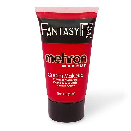 Mehron Makeup Fantasy Fx Cream Makeup  Water Based Halloween Makeup  Red Face Paint & Body Paint For Adults 1 Fl Oz (30Ml) (Red)