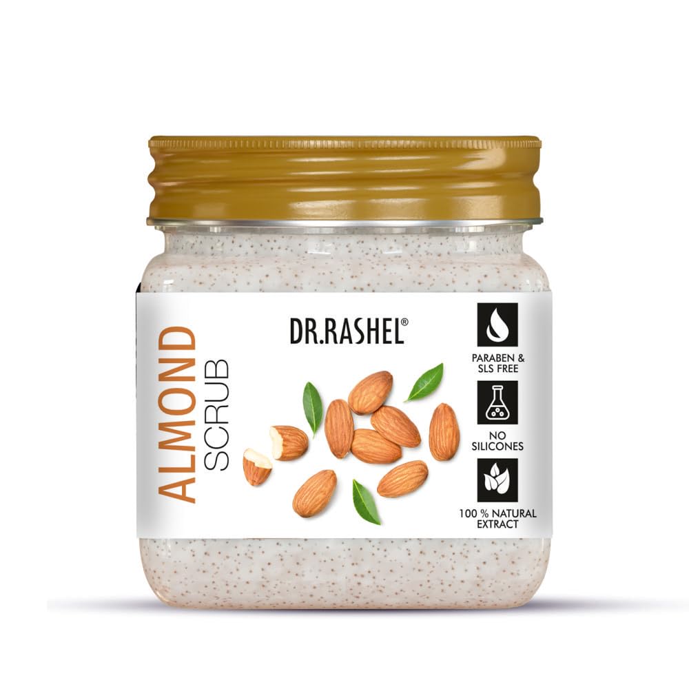 Dr.Rashel Almond Scrub For Face & Body (380 Ml) | All Skin |Cleanser Scrub For Deep Exfoliation | Dead Skin Remover | Tan Remova