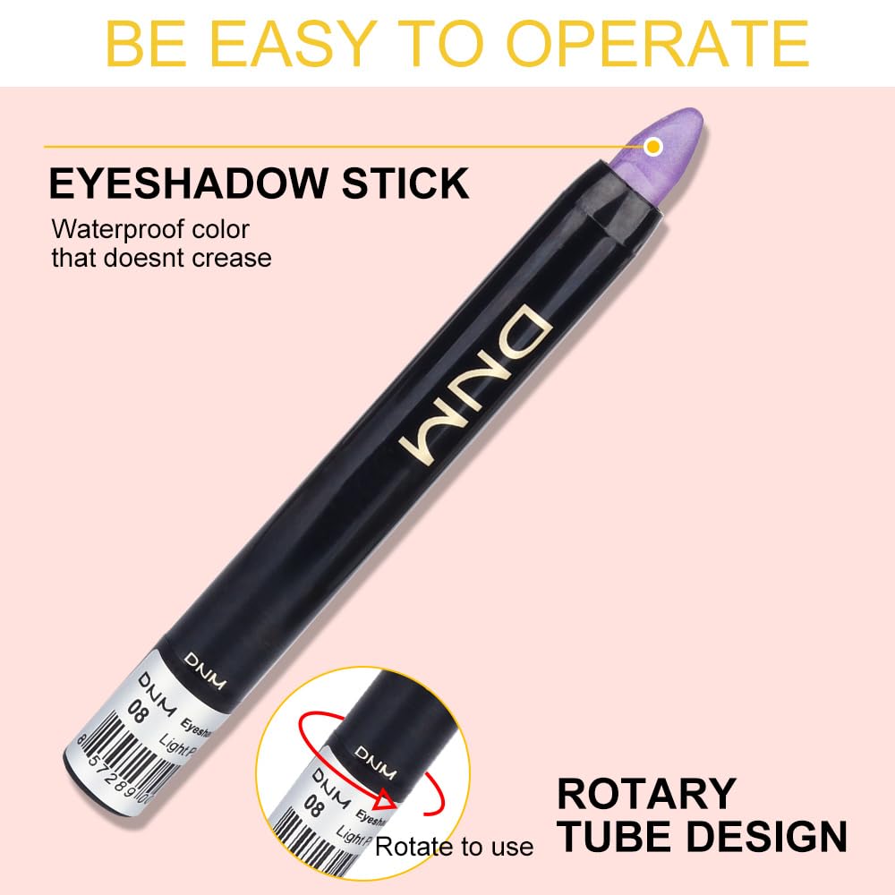 Amy'S Diary Eyeshadow Pencil Cream Stick 8 Pcs Set, Eye Eyeshadow Waterproof Pearl White Black Grey Silver Shimmer Metallic Eyes