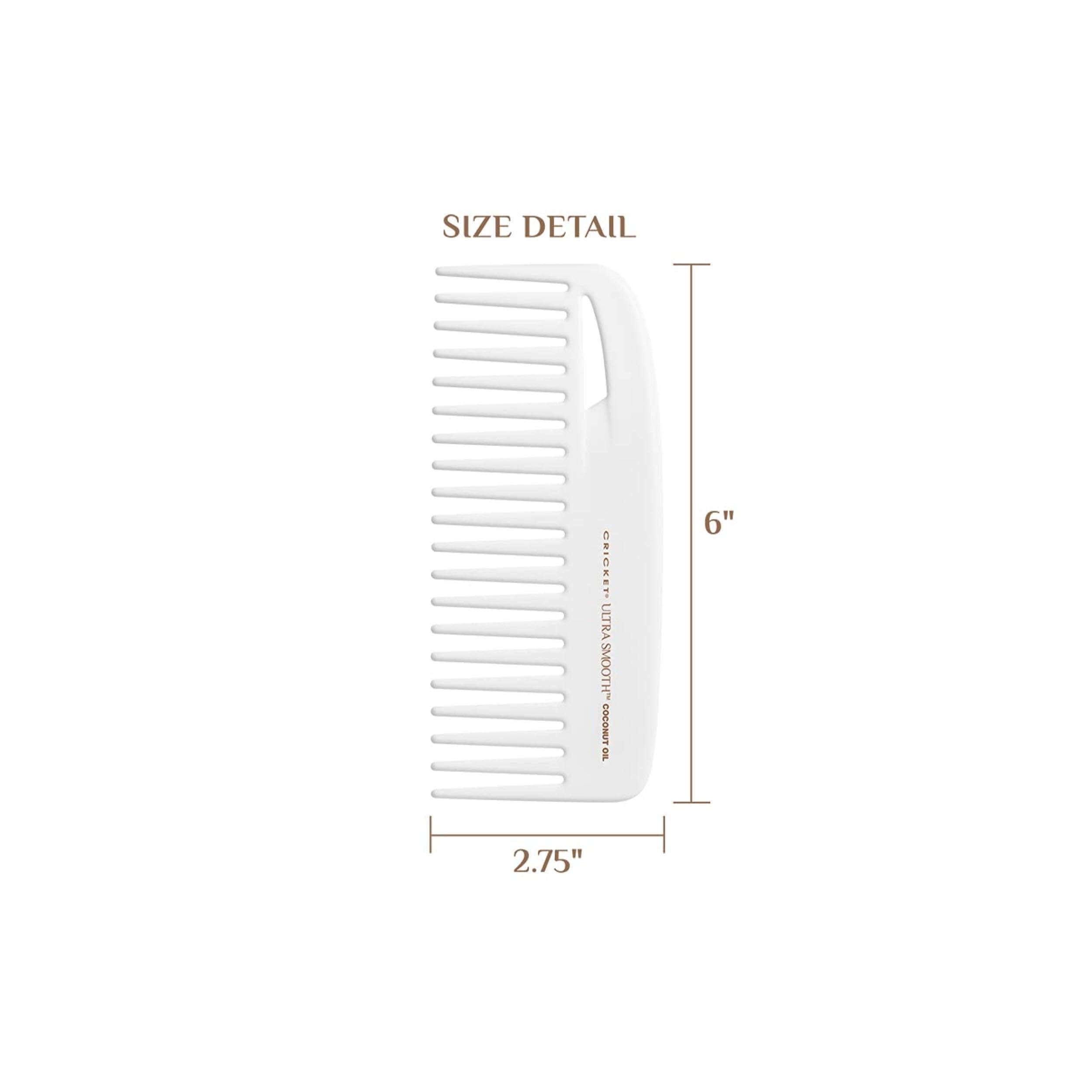 Cricket Ultra Smooth Coconut Conditioning Comb Anti-Frizz Detangler For Mid-Length, Thick And Textured Hair With Keratin Protein