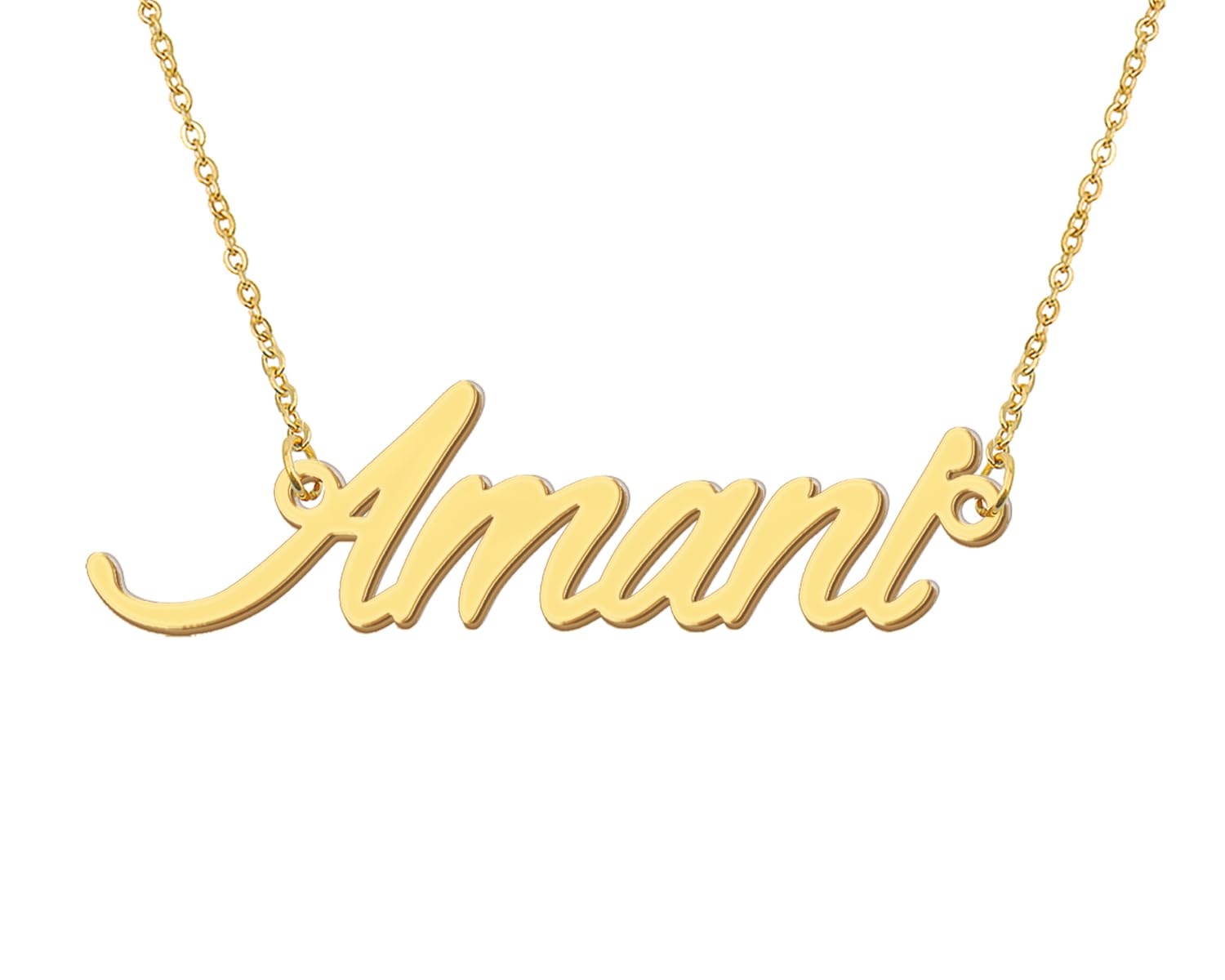 Aoloshow 18k Gold Plated Amani Name Necklace Layer Nameplate Necklaces Womens Stainless Steel Jewelry for Valentine's Day