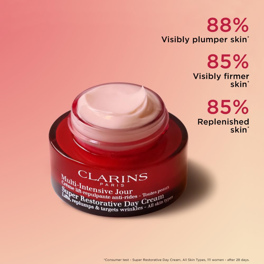 Clarins Super Restorative Day Cream  Anti-Aging Moisturizer For Mature Skin Weakened By Hormonal Changes  Replenishes, Illuminat