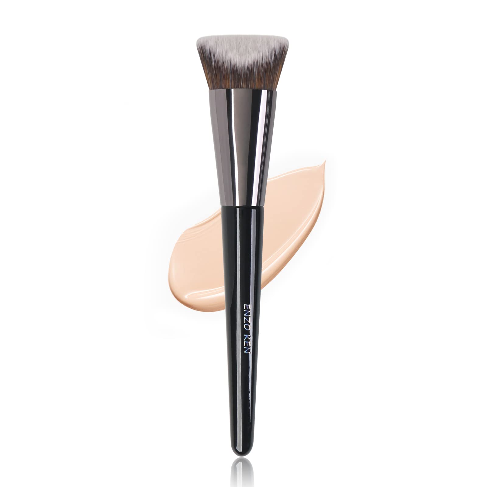 Angled Foundation Brush For Liquid Makeup By Enzo Ken, Contour Foundation Brush, Cream Contour Brushes For Cream Makeup, Pinnacl