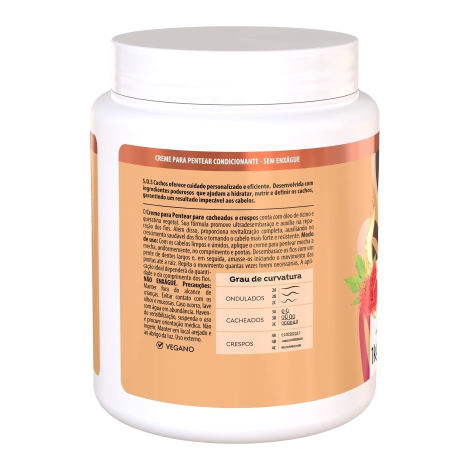Salon Line - Linha SOS Cachos (Oleo de Ricino e Queratina) - Creme para Pentear 1 Kg - (SOS Curls (Castor Oil and Keratin) - Com
