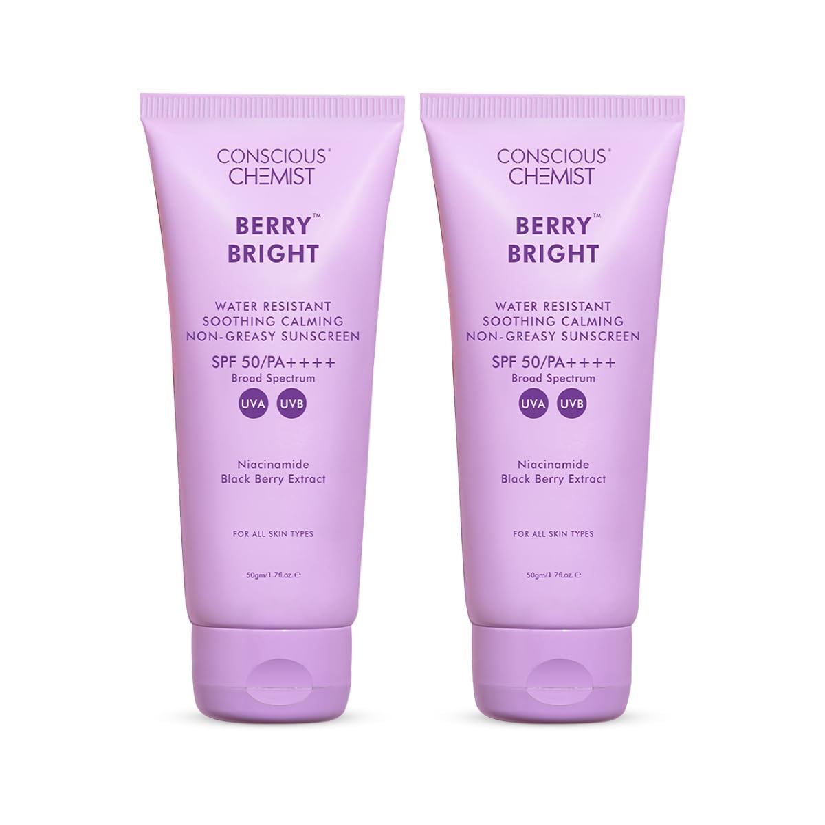 Conscious Chemist Sunscreen Spf 50 Pa++++ | 100G | Sunscreen For Oily Skin, Gel Sunscreen, Niacinamide With Black Berry Extract,