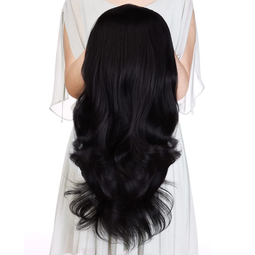 24'' Long Wavy Clip in Half Head Tied Wig Premium Japanese Synthetic Kanekalon fibers Hair Extensions For Women 210g 11#