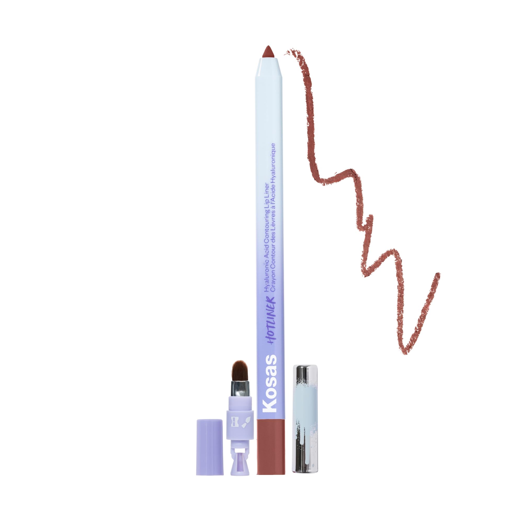 Kosas Hotliner Retractable Lip Liner Pencil With Built-In Brush & Sharpener - Easy Contouring, Hydrating, Long-Lasting- Pigmente