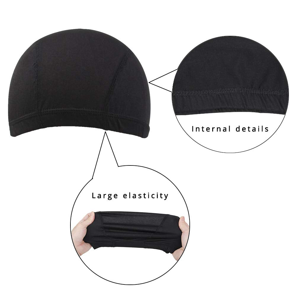 Zqian Beauty Dome Caps For Wigs 6 Pcs Stretch Black Dome Caps For Women Men Large Mesh Dome Caps For Wigs Dome Cap (6 Pcs, Black
