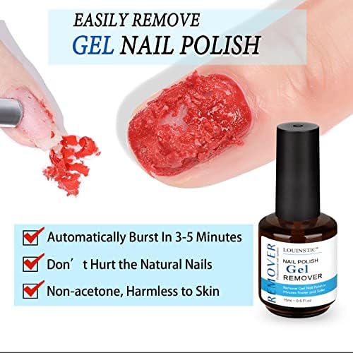 Louinstic Gel Nail Polish Remover - Quick Gel Polish Remover For Nails In 3-5 Minutes, Gel Nail Remover With Nail Cuticle Oil An