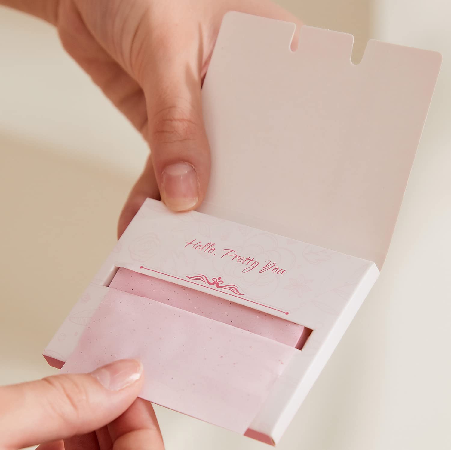 Makeup Mirror With Facial Oil Blotting Paper Sheets - 100 Counts, Silver Compact Folding Cosmetic Travel Mirror Pack (Rose)