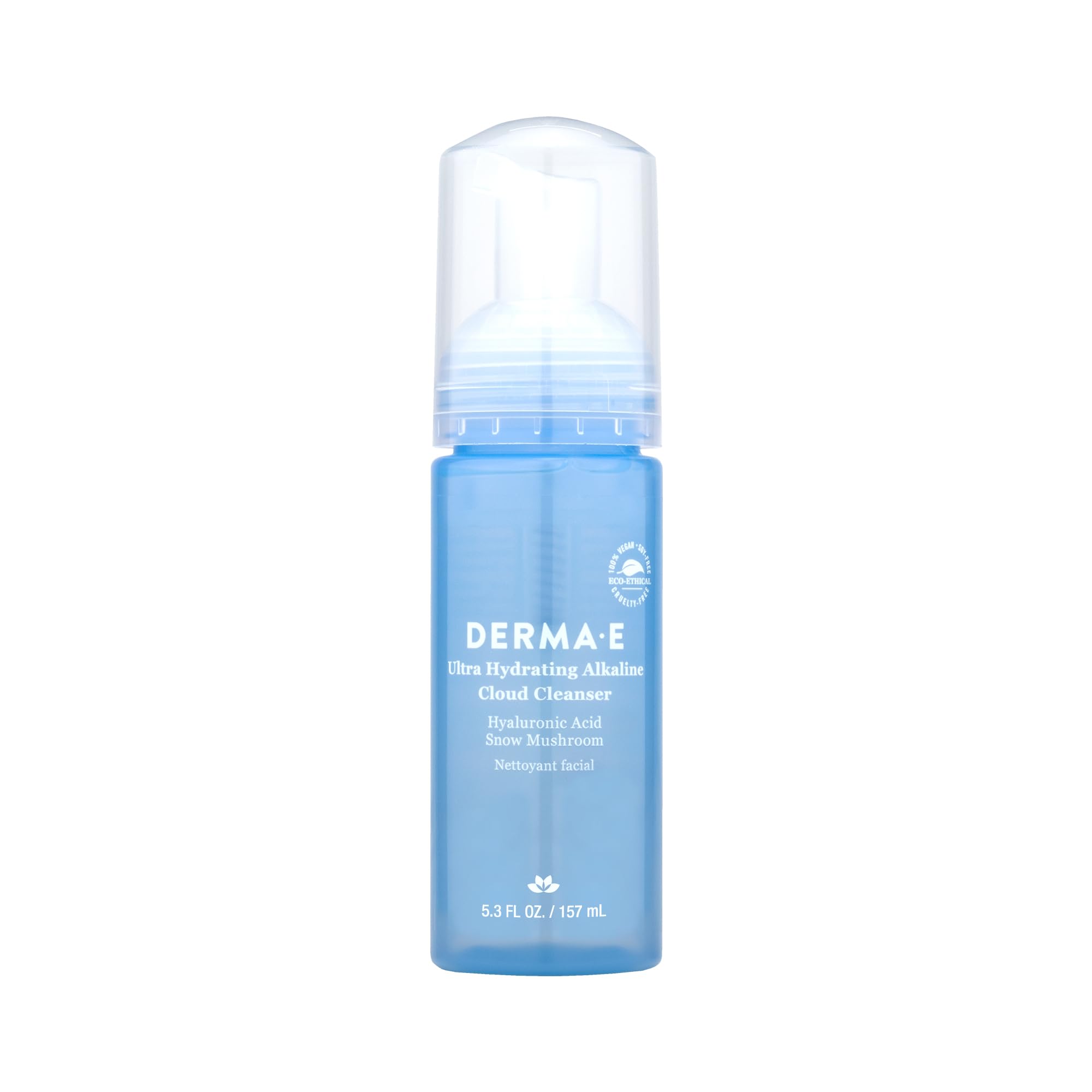 Derma E Ultra Hydrating Alkaline Cloud Cleanser  Gentle Foaming Face Wash with Hyaluronic Acid  Vegan Daily Facial Cleansing, 
