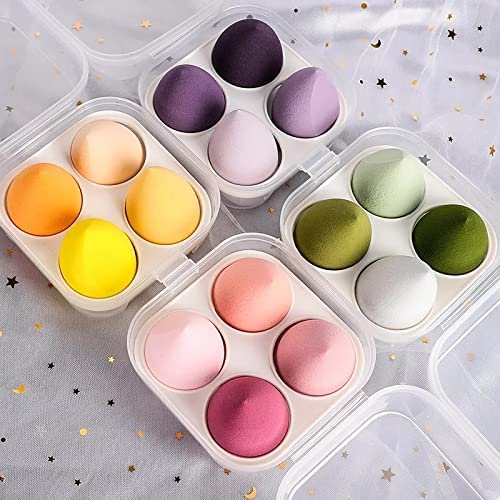 Sunisa Blender Sponge 4 Pcs In A Storage Box ,Makeup Cosmetic Puff Makeup Sponge With Storage Box Foundation Powder Sponge Beaut